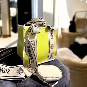 Steve Madden Neon Green Crossbody Bag with White Logo Text